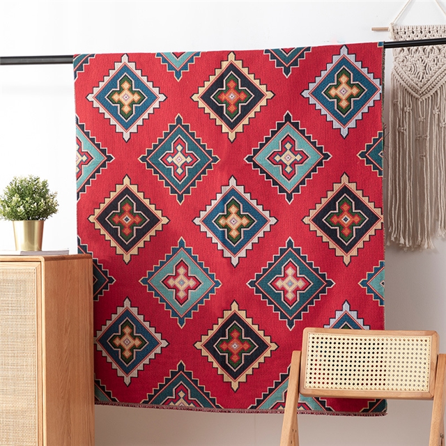 ethnic style geometric high-density color woven jacquard fabric