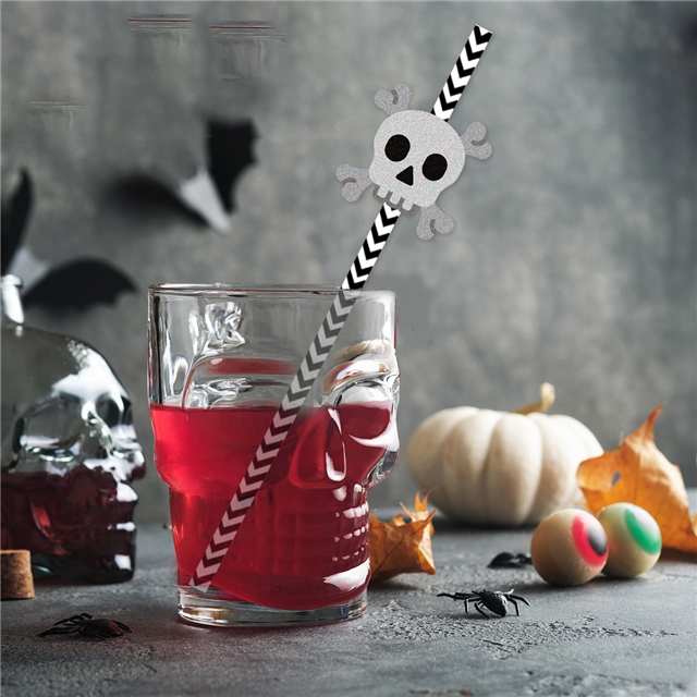 Halloween decoration prop disposable paper straw(24 pieces/set)