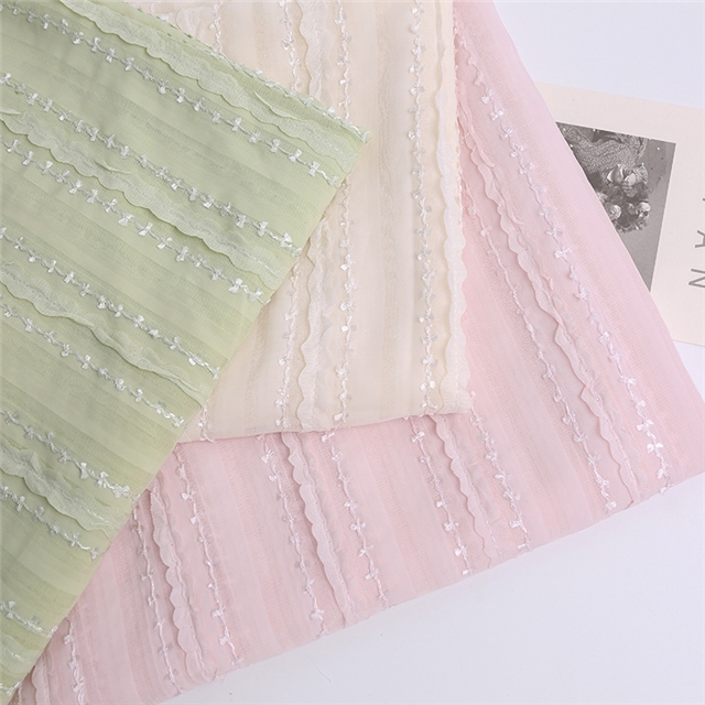 polyester fiber striped hook and loop chiffon fabric