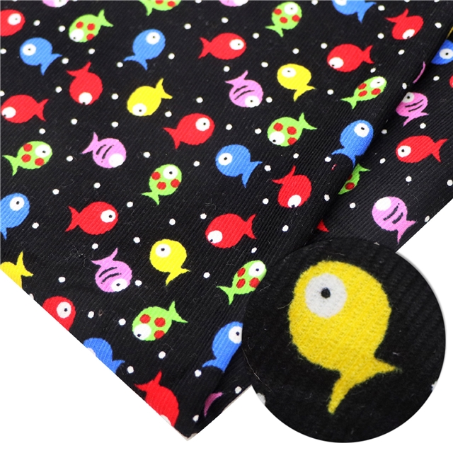 cute little fish corduroy fabric