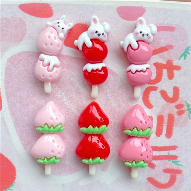 resin Strawberry rabbit bingtanghulu 3d resin accessories