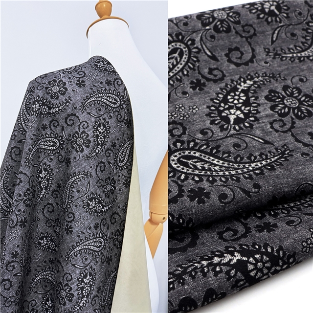 geometric cashew pattern printed deer skin velvet fabric