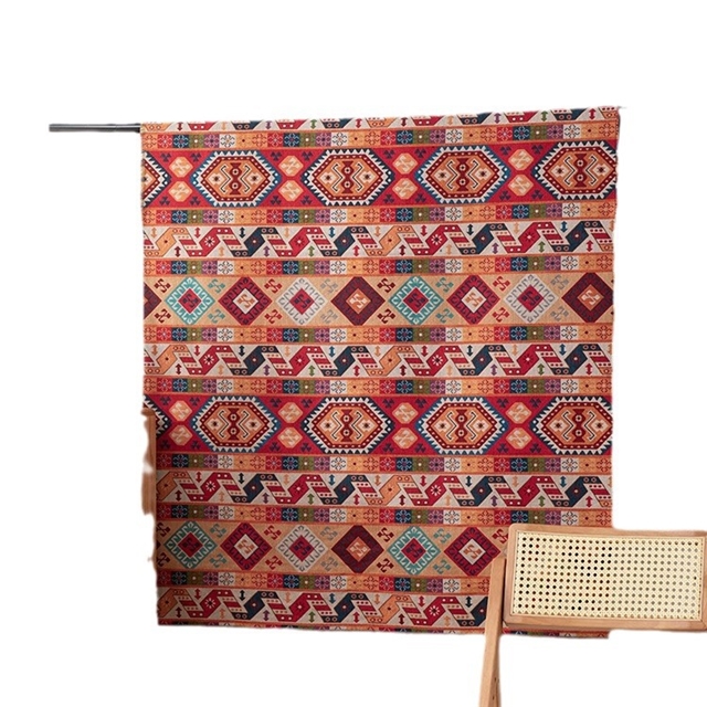 ethnic style geometric high-density color woven jacquard fabric