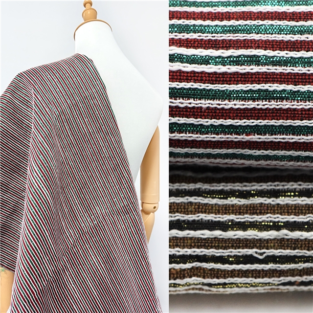 polyester yarn dyed gold silver silk bamboo striped fabric