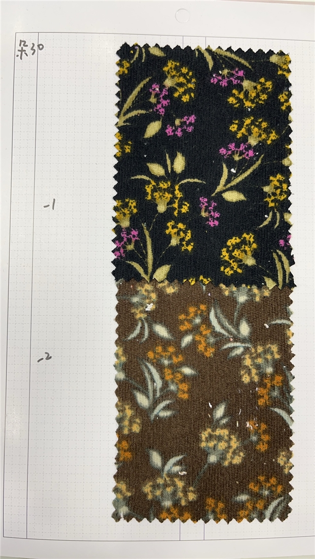 floral printed corduroy fabric