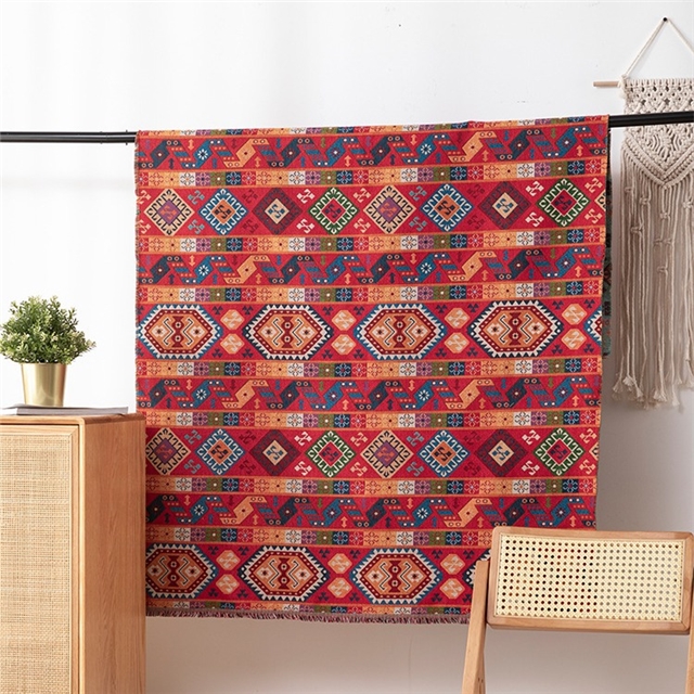 ethnic style geometric high-density color woven jacquard fabric