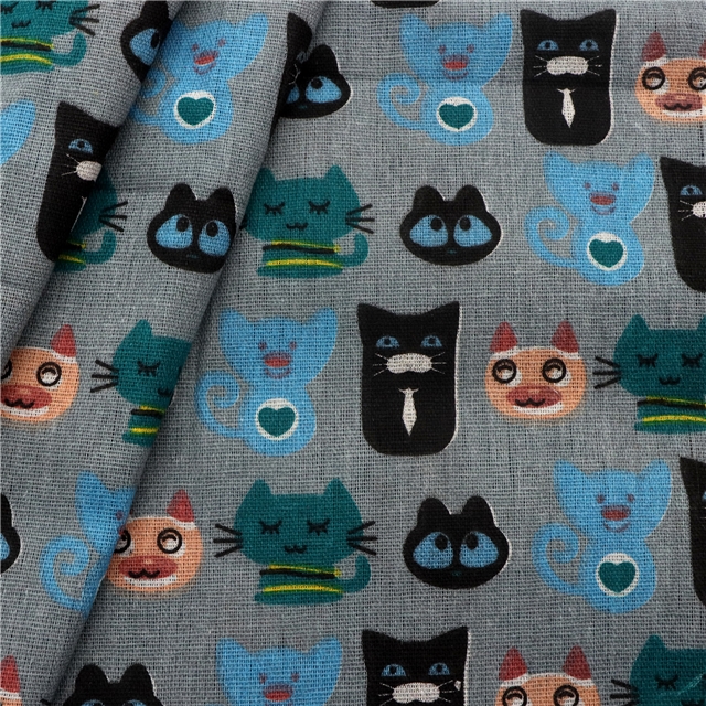 animal printed cotton and linen fabric