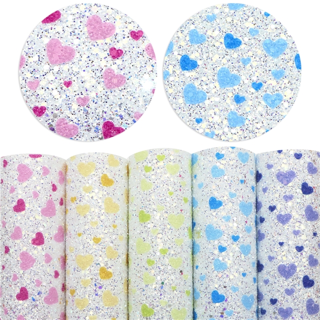 synthetic leather heart chunky glitter big small sequins mixed faux leather