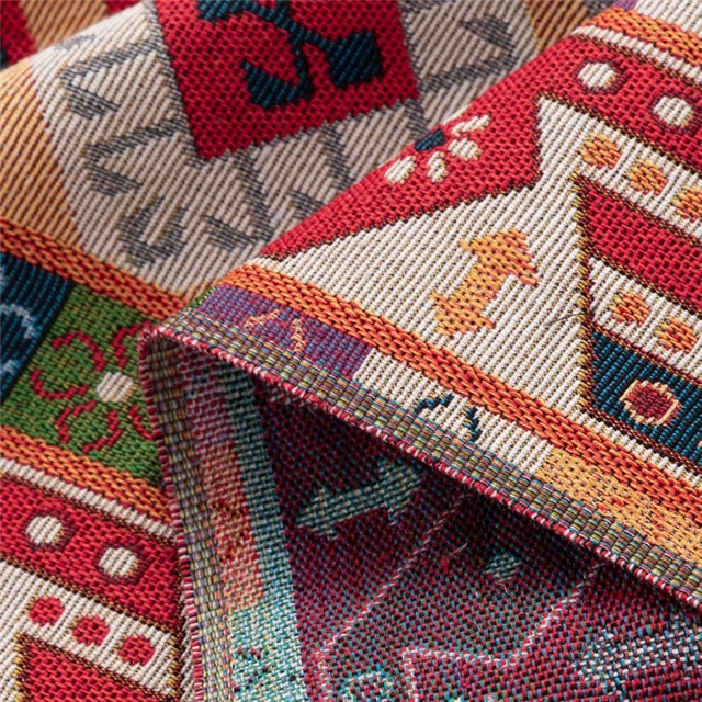 ethnic style geometric high-density color woven jacquard fabric