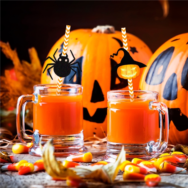 Halloween decoration prop disposable paper straw(24 pieces/set)