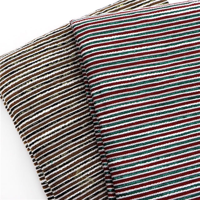 polyester yarn dyed gold silver silk bamboo striped fabric