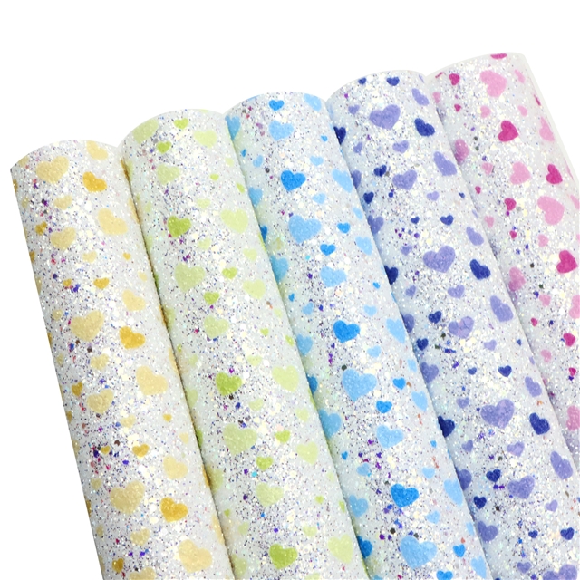 synthetic leather heart chunky glitter big small sequins mixed faux leather