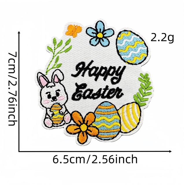back with glue easter eggs rabbit embroidery patch（back with glue）