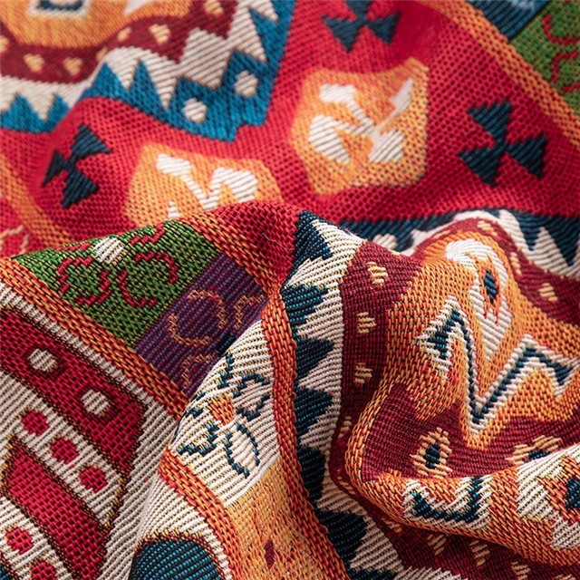 ethnic style geometric high-density color woven jacquard fabric