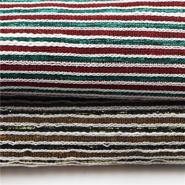 polyester yarn dyed gold silver silk bamboo striped fabric