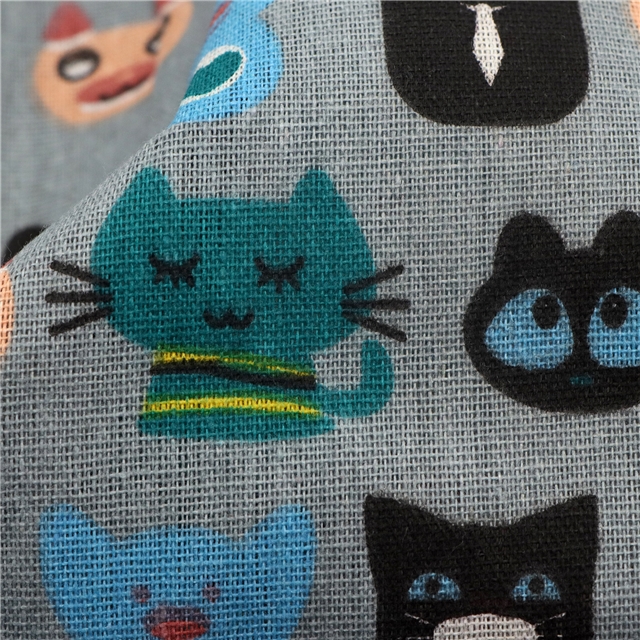 animal printed cotton and linen fabric