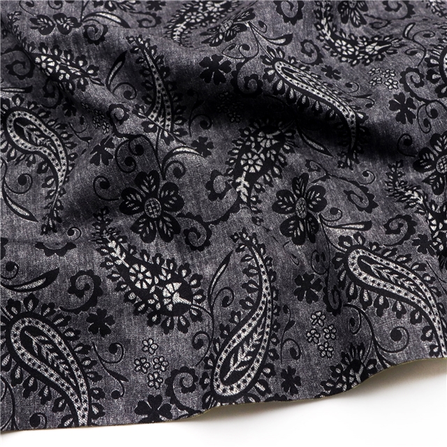 geometric cashew pattern printed deer skin velvet fabric