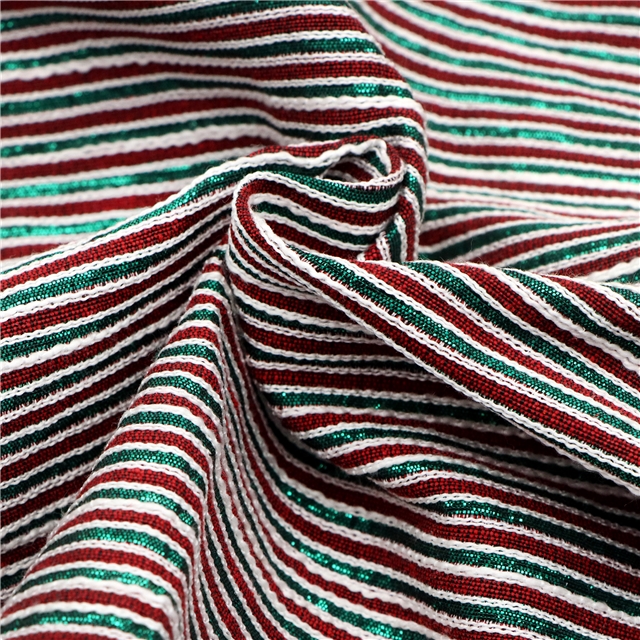 polyester yarn dyed gold silver silk bamboo striped fabric