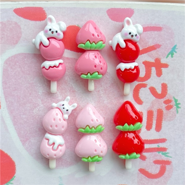 resin Strawberry rabbit bingtanghulu 3d resin accessories
