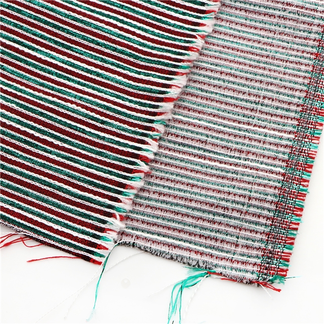 polyester yarn dyed gold silver silk bamboo striped fabric