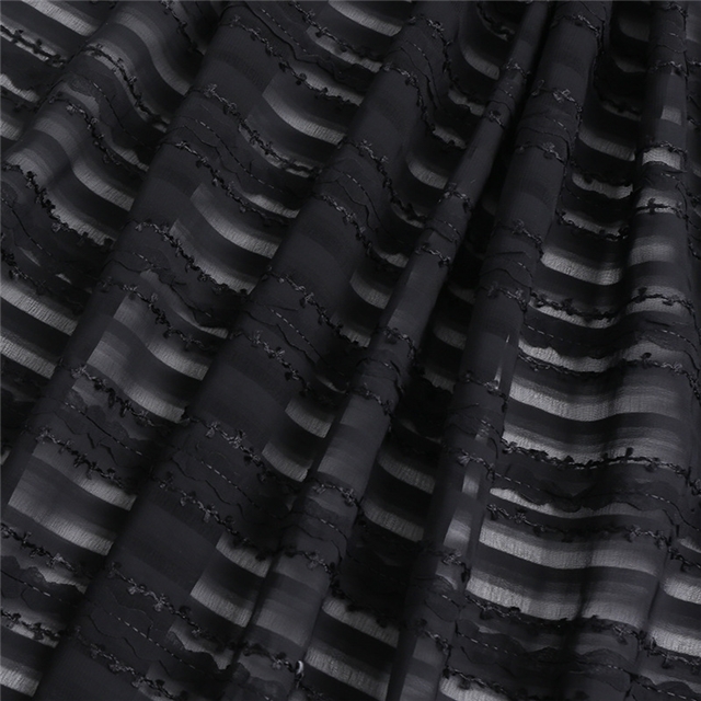 polyester fiber striped hook and loop chiffon fabric