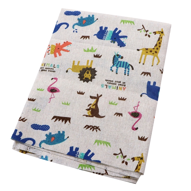 animal printed cotton and linen fabric