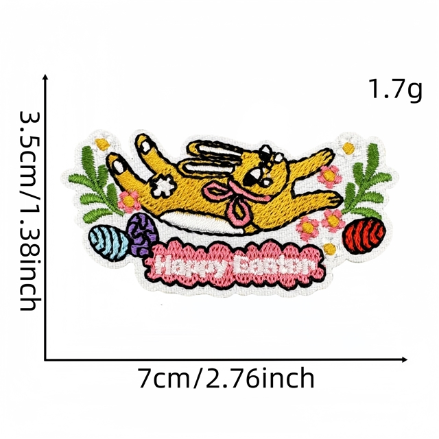 back with glue easter eggs rabbit embroidery patch（back with glue）