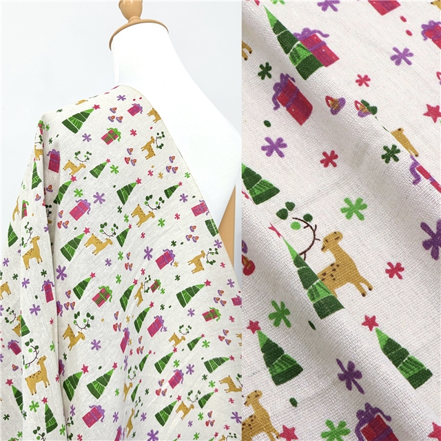 christmas deer print linen fabric 50*150cm(19.7*59.1