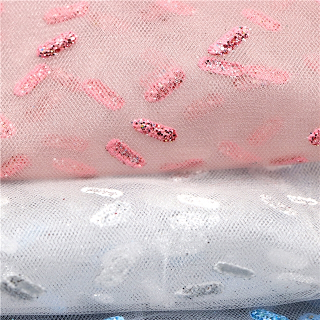 stripe pattern foam offset printing glitter mesh gauze