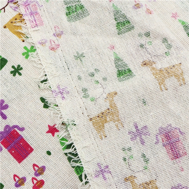 christmas deer print linen fabric 50*150cm(19.7*59.1
