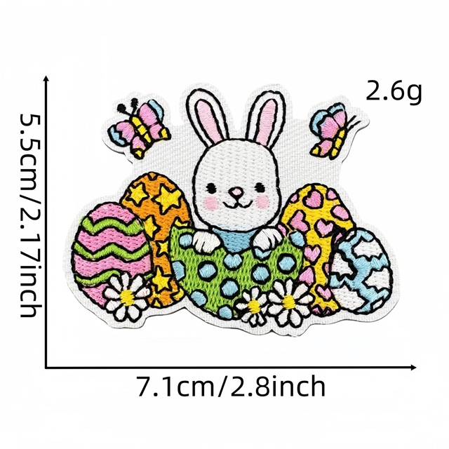 back with glue easter eggs rabbit embroidery patch（back with glue）