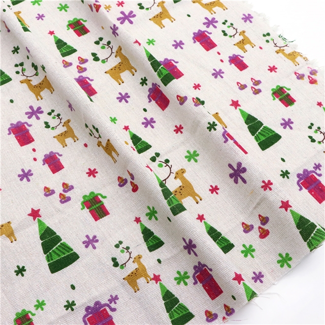 christmas deer print linen fabric 50*150cm(19.7*59.1