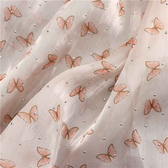 hot stamping butterfly organza fabric