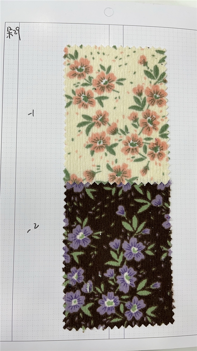 flower printed corduroy fabric