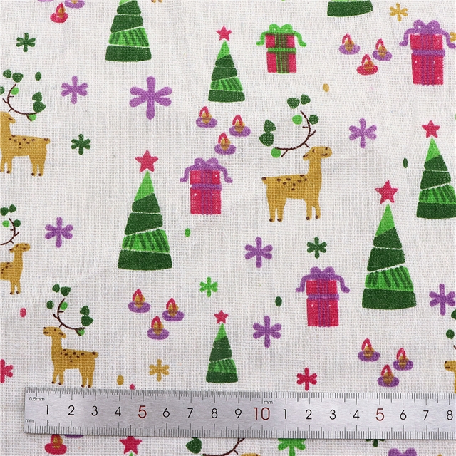 christmas deer print linen fabric 50*150cm(19.7*59.1