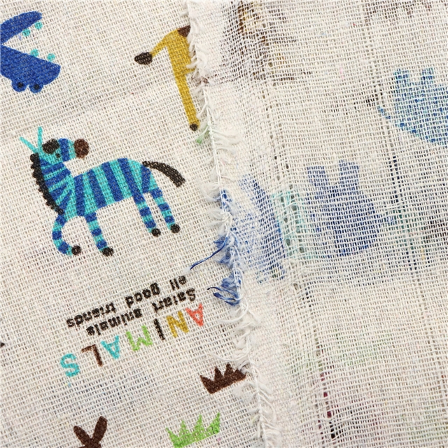 animal printed cotton and linen fabric