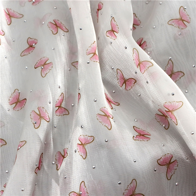 hot stamping butterfly organza fabric