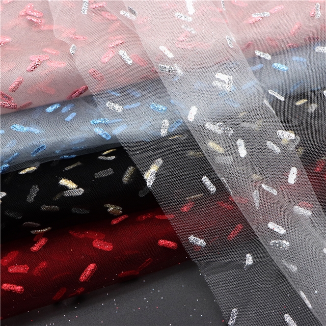 stripe pattern foam offset printing glitter mesh gauze