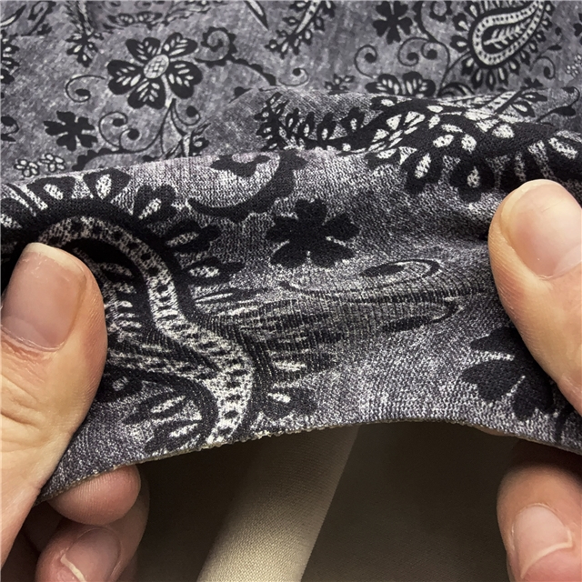 geometric cashew pattern printed deer skin velvet fabric