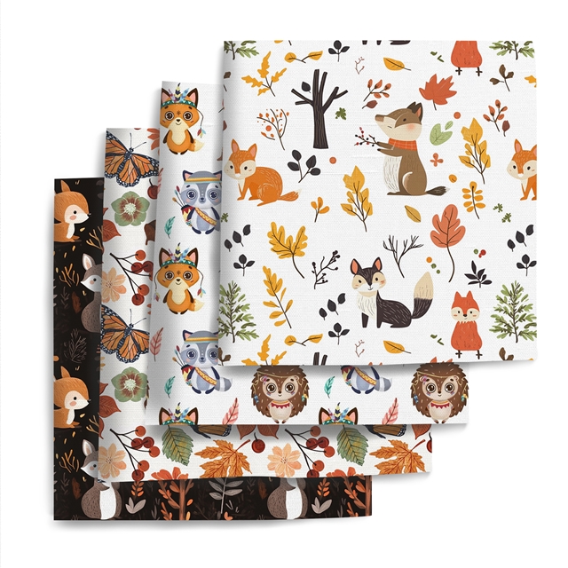 polyester cotton animals series polyester cotton fabric set (4 pcs/set)