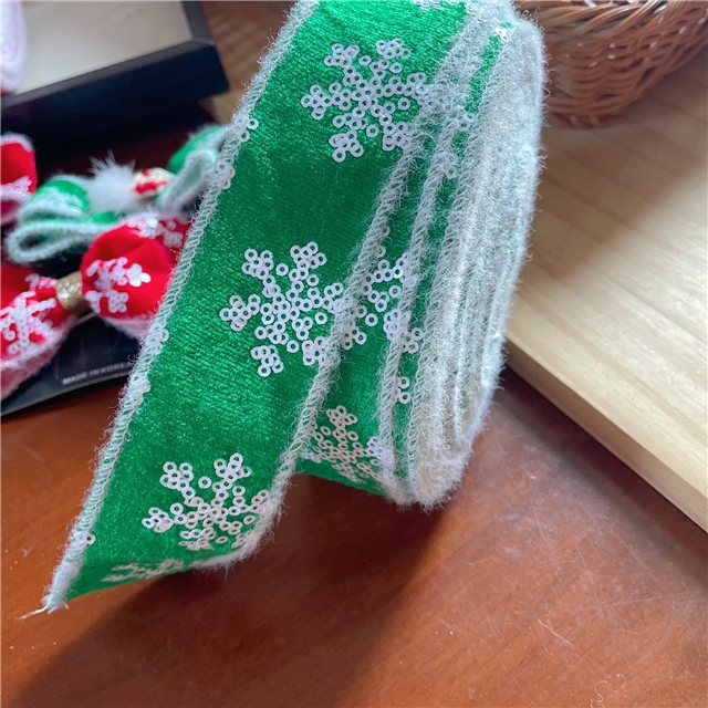 sequins snowflakes white plush line edged 