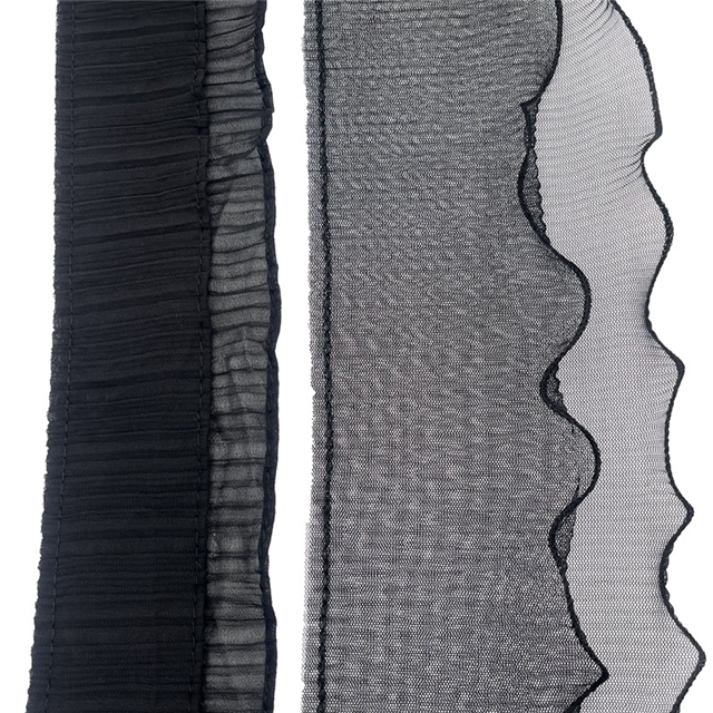 chiffon double-layer lock edge pleated lace