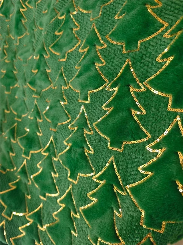 sequins christmas tree velvet fabric