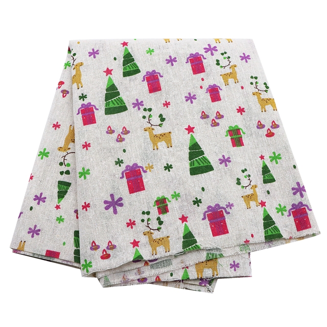 christmas deer print linen fabric 50*150cm(19.7*59.1