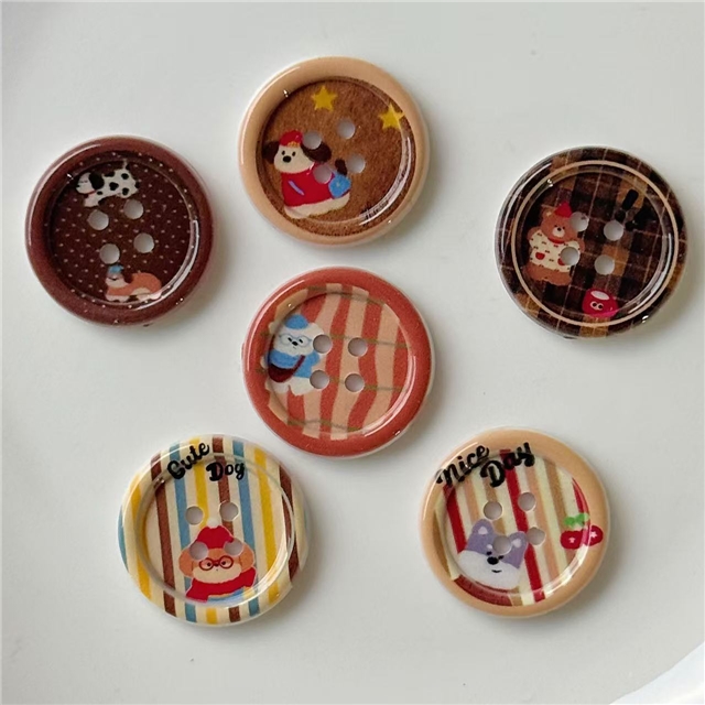 grid cartoon dog button accessories
