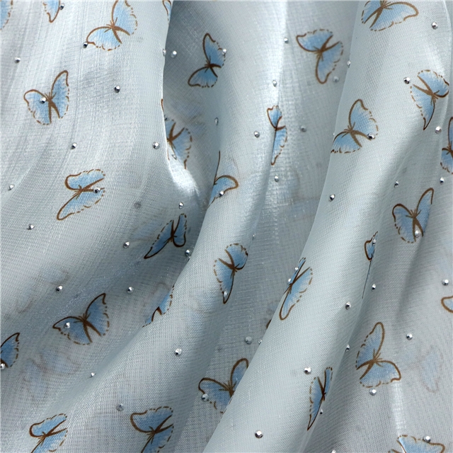 hot stamping butterfly organza fabric
