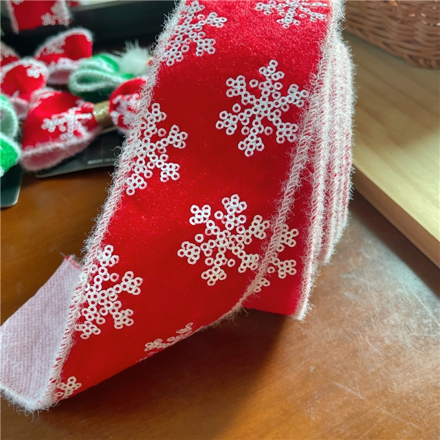 sequins snowflakes white plush line edged 