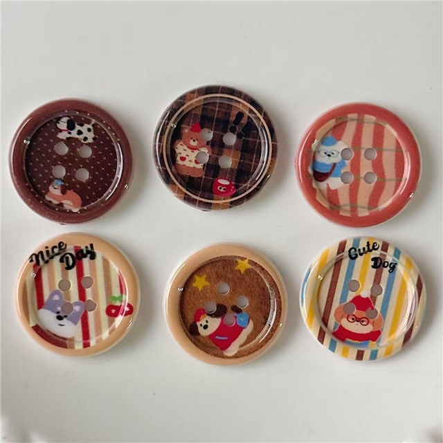 grid cartoon dog button accessories