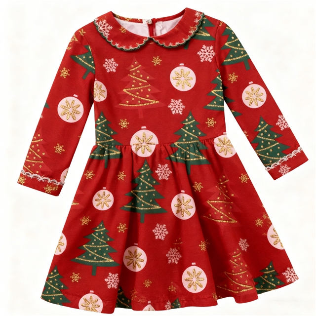 christmas tree glitter ink printed fine linen fabric