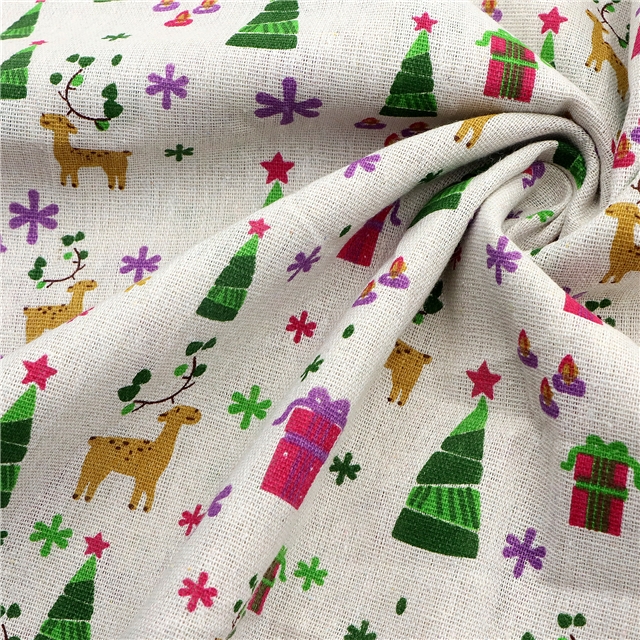 christmas deer print linen fabric 50*150cm(19.7*59.1